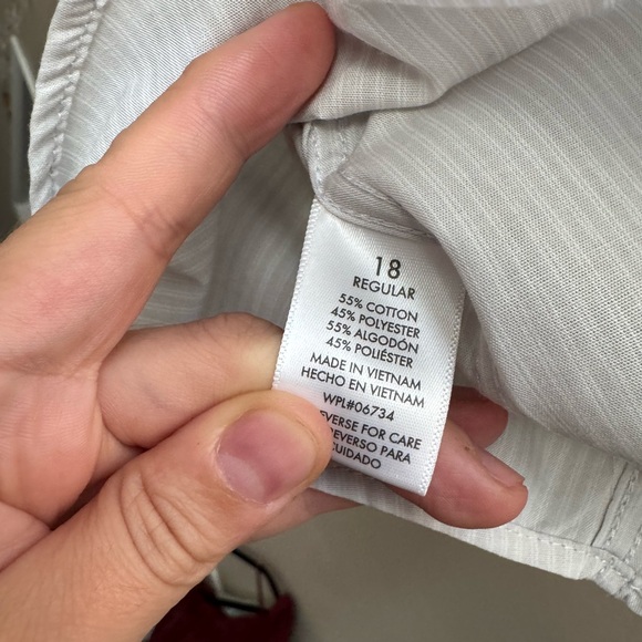 Calvin Klein Slim Fit button down grey and white striped Dress shirt - size 18 - Picture 7 of 7